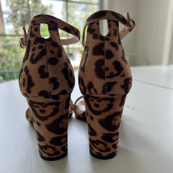 Kelly and Katie - Hailee Heel Brown Leopard Print Faux Leather Ankle Strap 8.5 - Picture 6 of 13